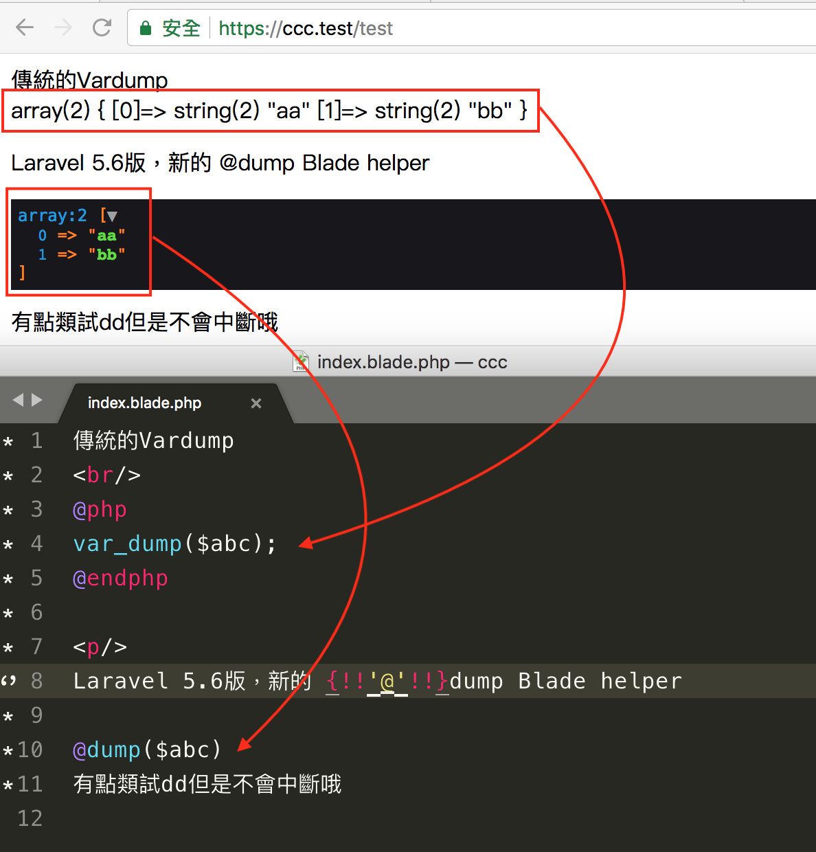 @dump介紹，Laravel 5.6.8新功能